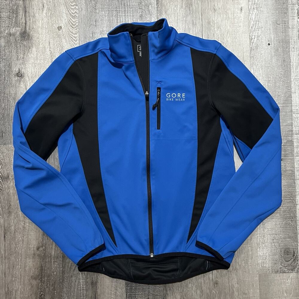 Gore Bike Wear Windstopper Soft Shell Cycling Jacket Mens M Blue Full Zip